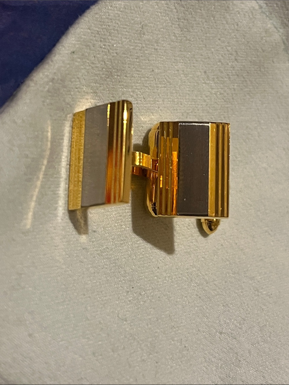 Christian Dior signed Gold and Silver tone Rectangular Men’s Cufflinks